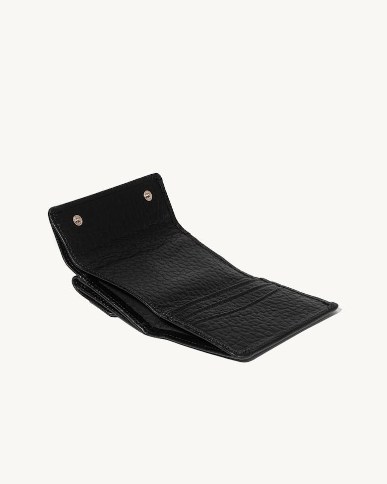 Double Flap Wallet “black pebbled leather”