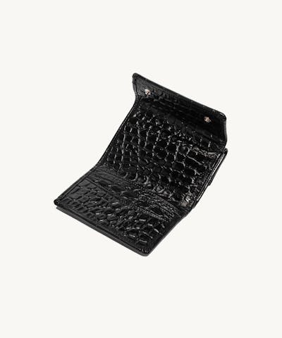 Double Flap Wallet “glossy black crocodile”