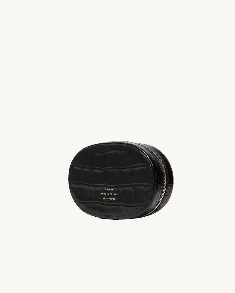 Ellipse Clutch “glossy black crocodile”