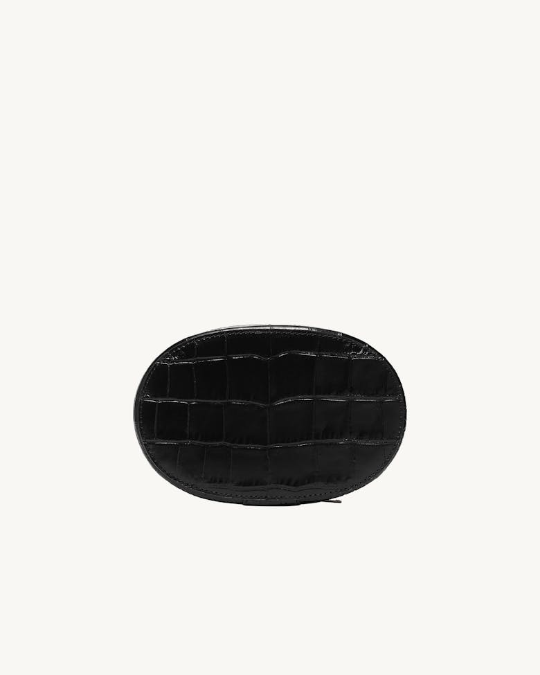 Ellipse Clutch “glossy black crocodile”