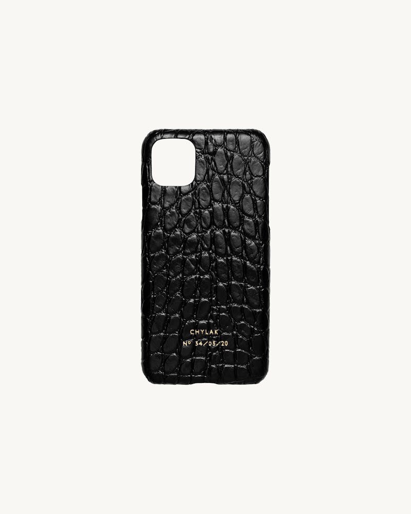 Etui na iPhone 11 PRO MAX „drobny czarny błyszczący krokodyl” #1