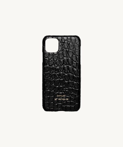 Etui na iPhone 11 PRO MAX „drobny czarny błyszczący krokodyl”