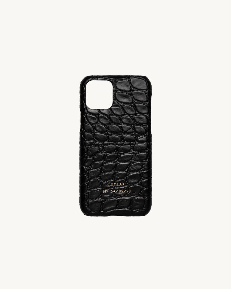 iPhone 11 PRO Case “glossy black crocodile small pattern”