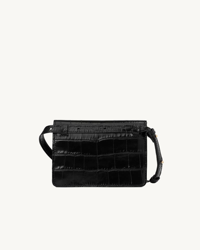 Mini Belt Bag “glossy black crocodile” - Chylak