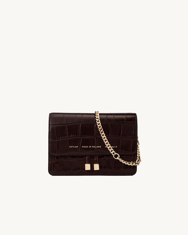 Mini Belt  Bag “glossy brown crocodile” 