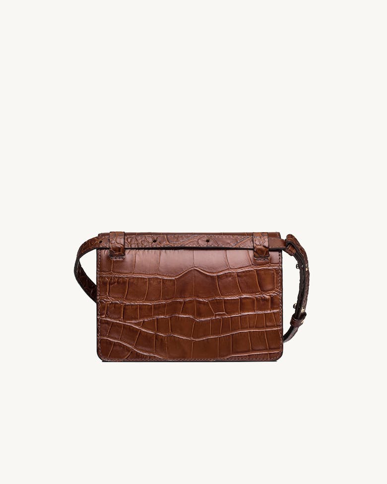 Mini Belt Bag “glossy caramel crocodile”