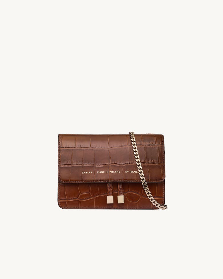 Mini Belt Bag “glossy caramel crocodile”