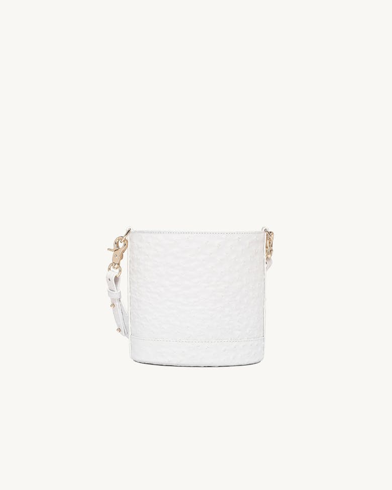 Mini Cylinder Bag “white ostrich”