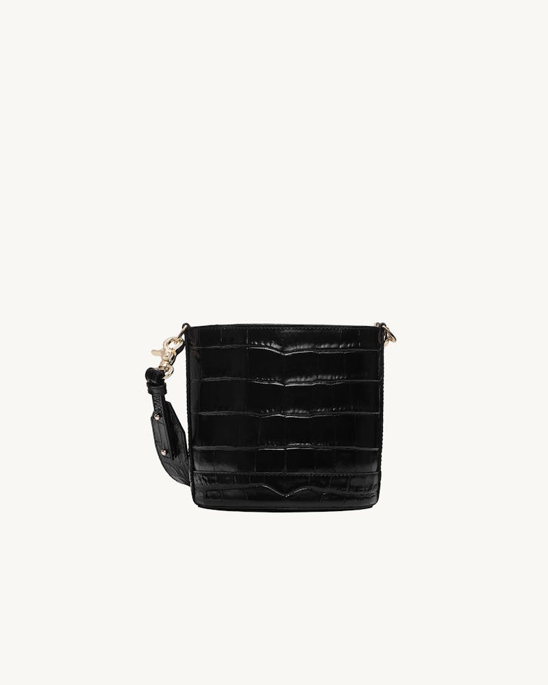 Mini Cylinder Bag “glossy black crocodile” - Chylak