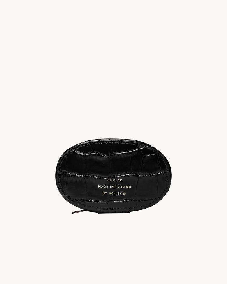 Mini Ellipse Bag “glossy black crocodile”