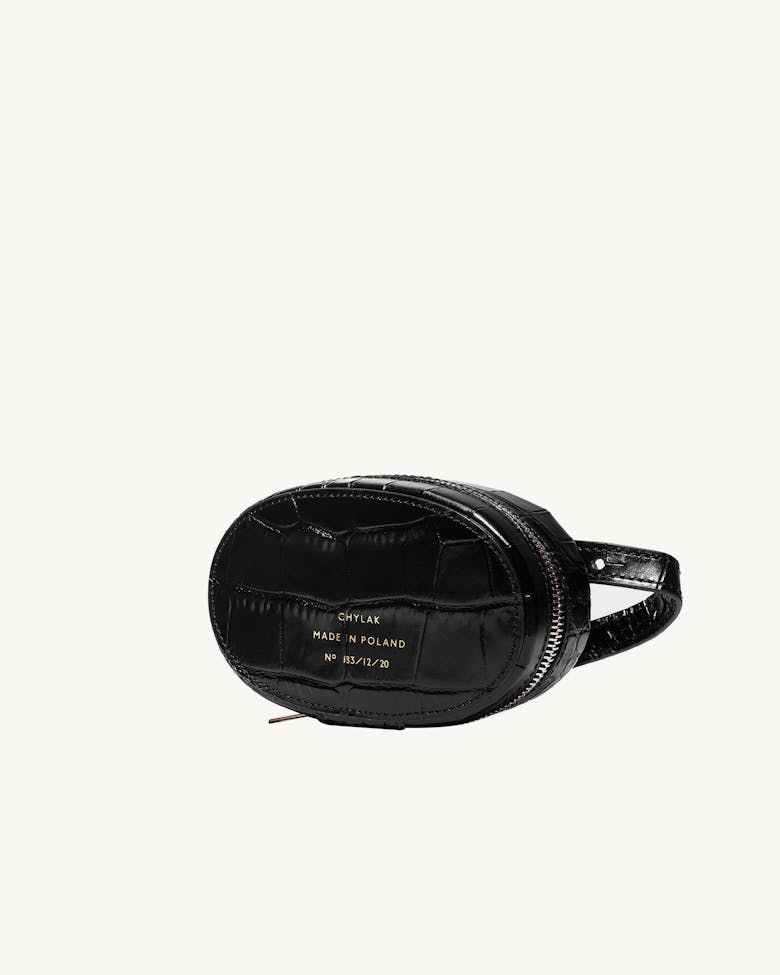 Mini Ellipse Bag “glossy black crocodile”