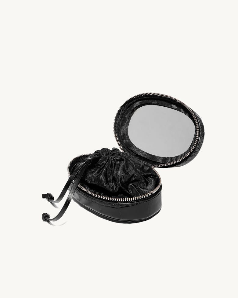 Mini Ellipse Bag “glossy black crocodile”