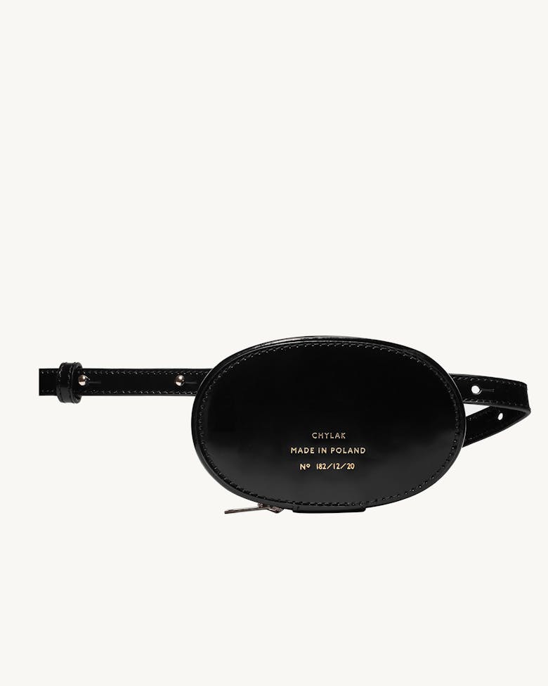 Mini Elipsa „czarna błyszcząca skóra”  