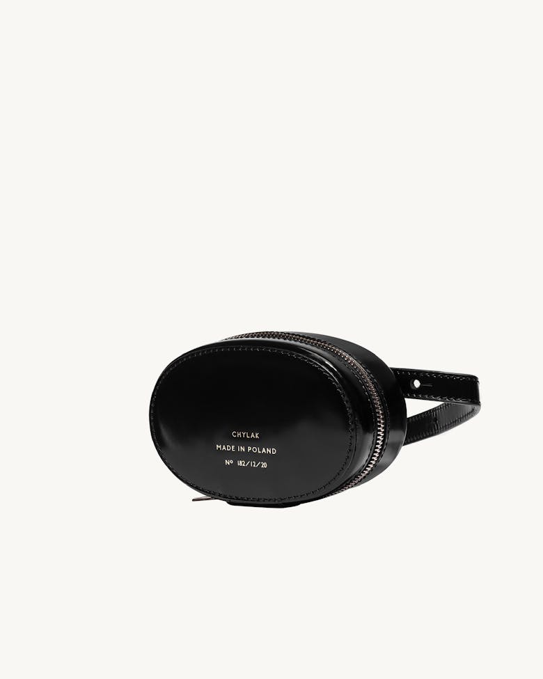 Mini Elipsa „czarna błyszcząca skóra”  