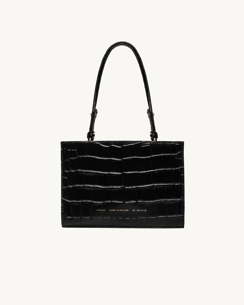Clutch “glossy black crocodile” 