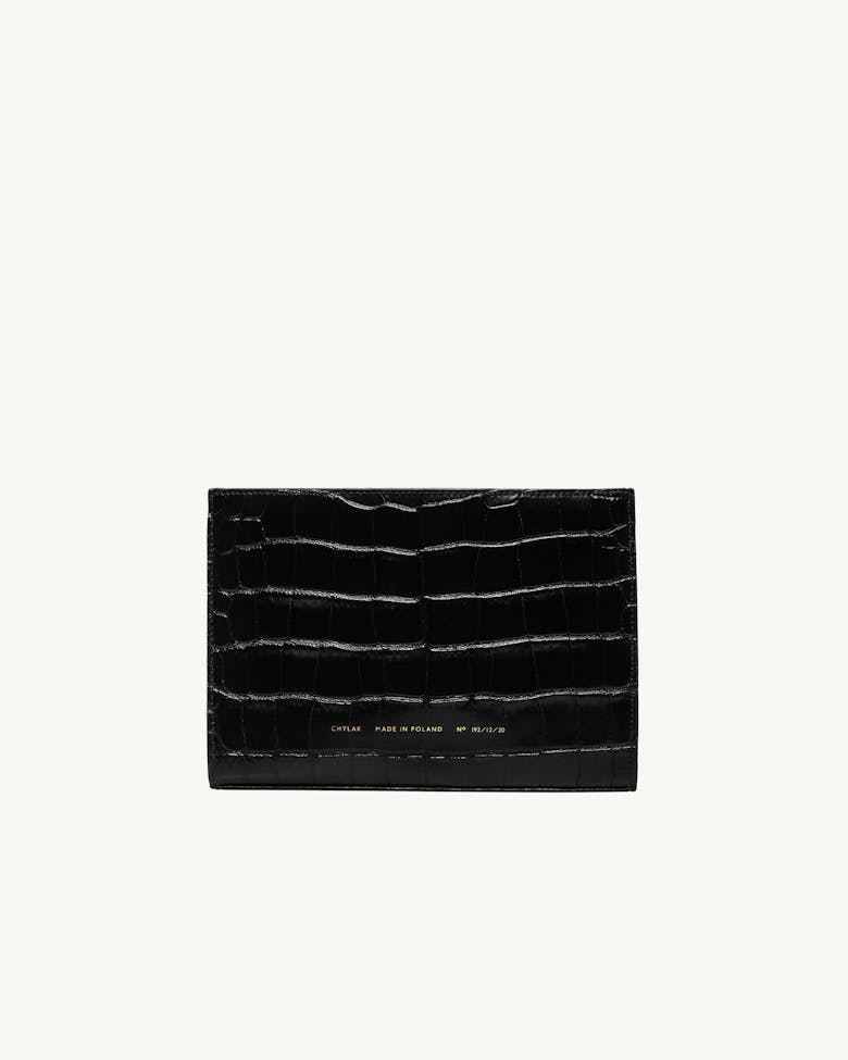 Clutch “glossy black crocodile” 