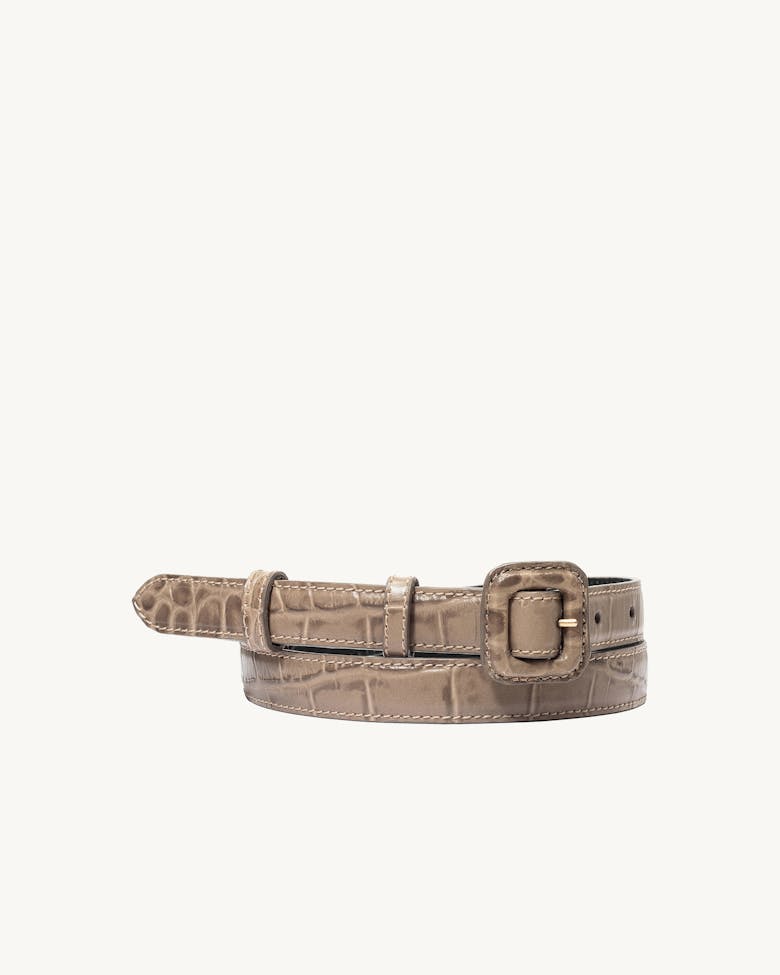 Narrow Belt “beige crocodile” 