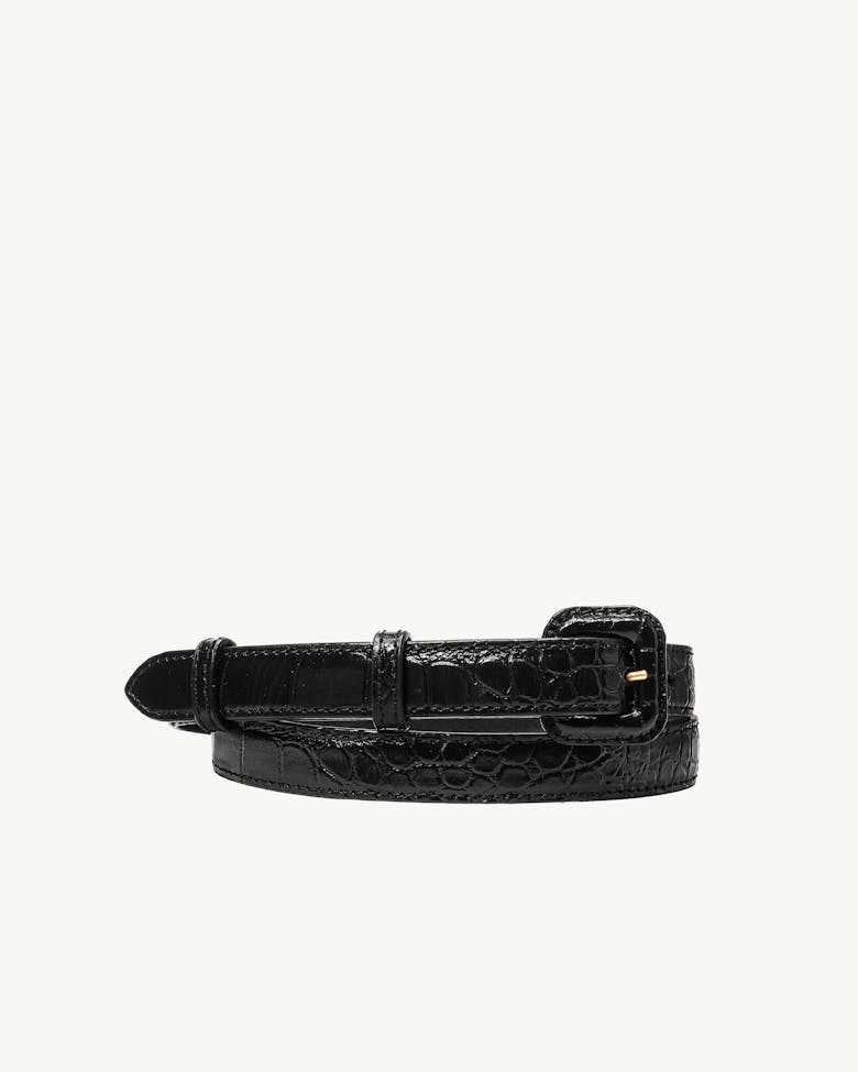 Narrow Belt “glossy black crocodile” 