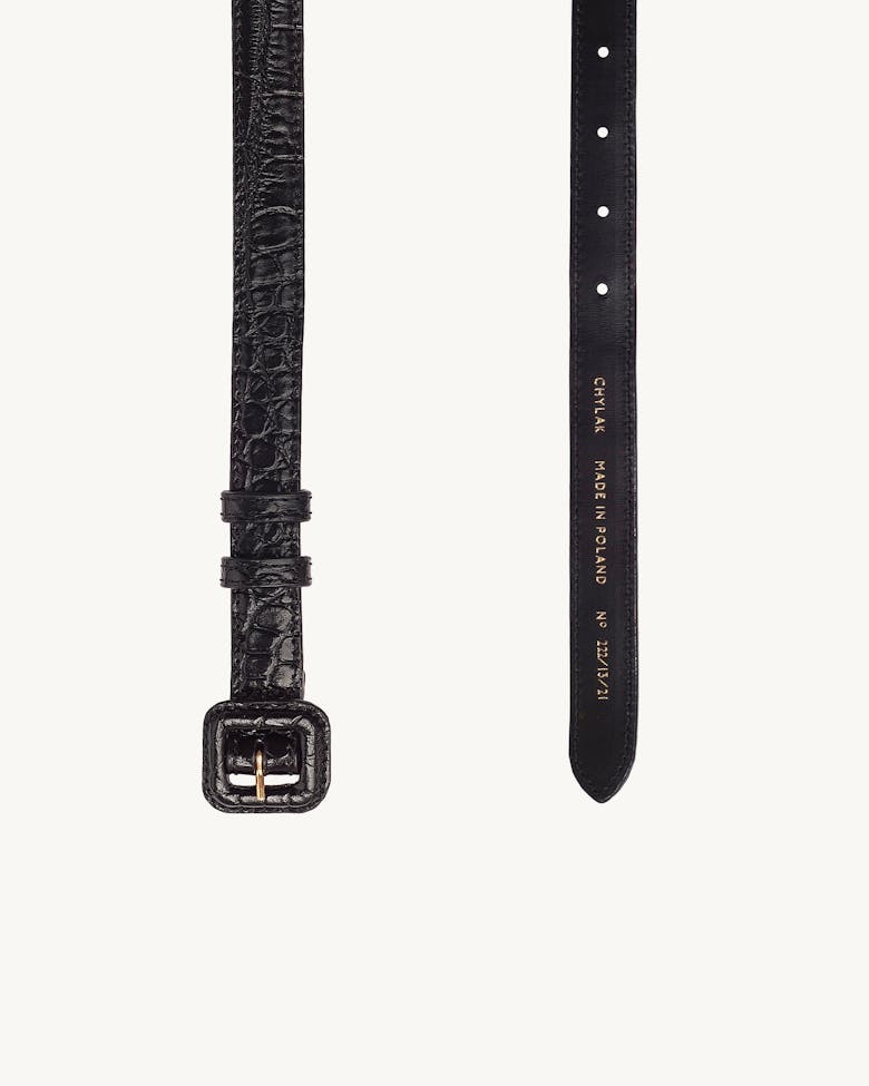 Narrow Belt “glossy black crocodile” 