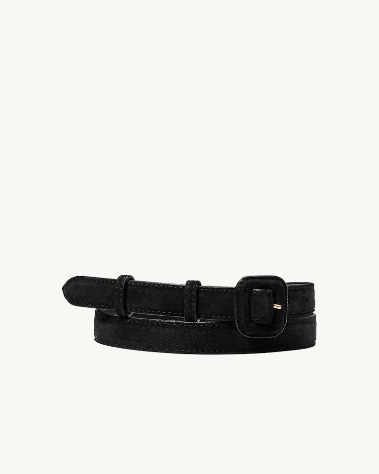 Narrow Suede Belt Black