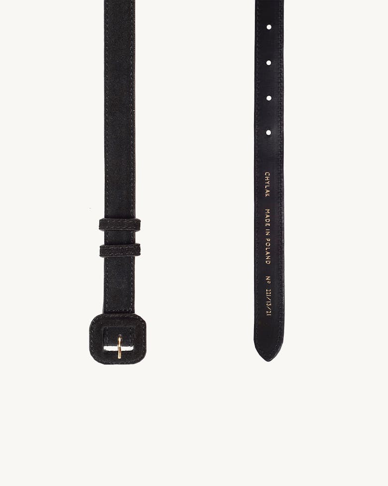 Narrow Suede Belt Black
