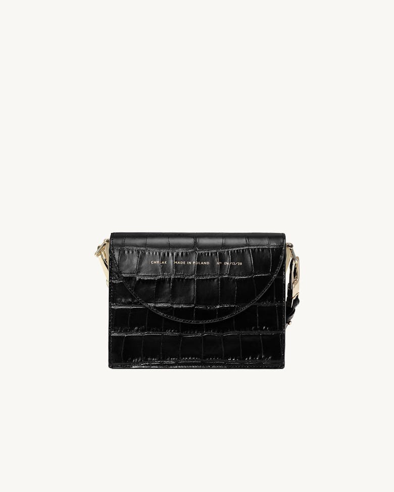 Retro Bag “glossy black crocodile”