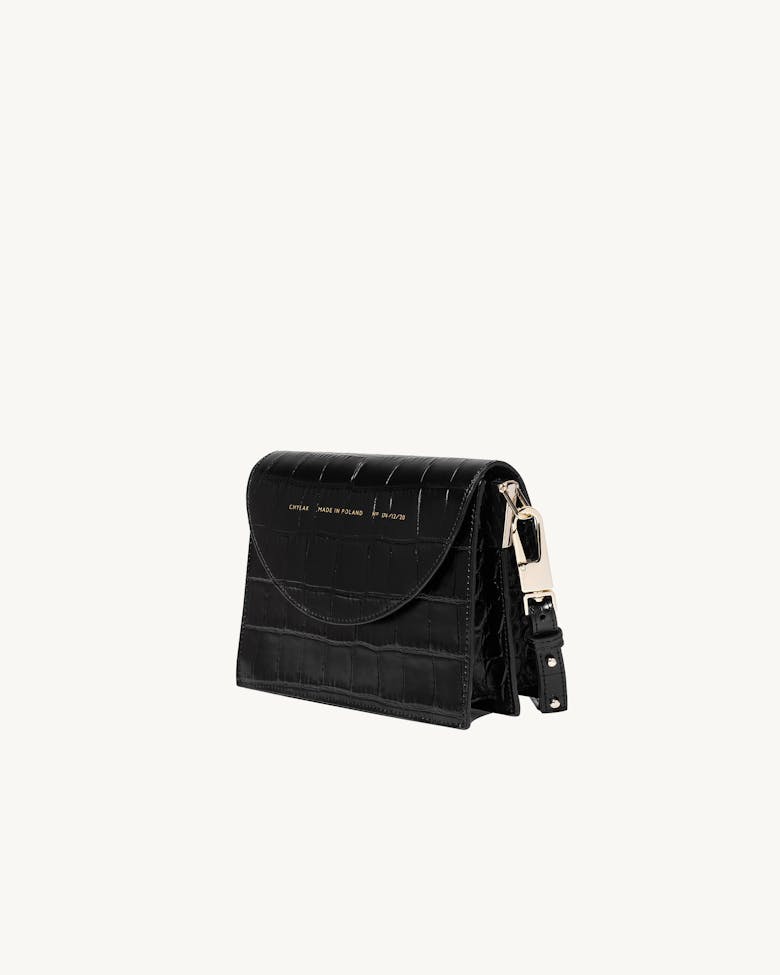 Retro Bag “glossy black crocodile”
