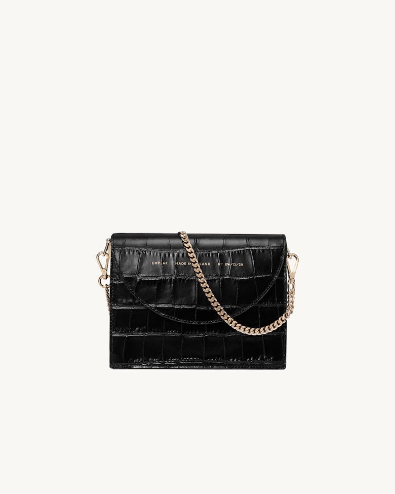 Retro Bag “glossy black crocodile”