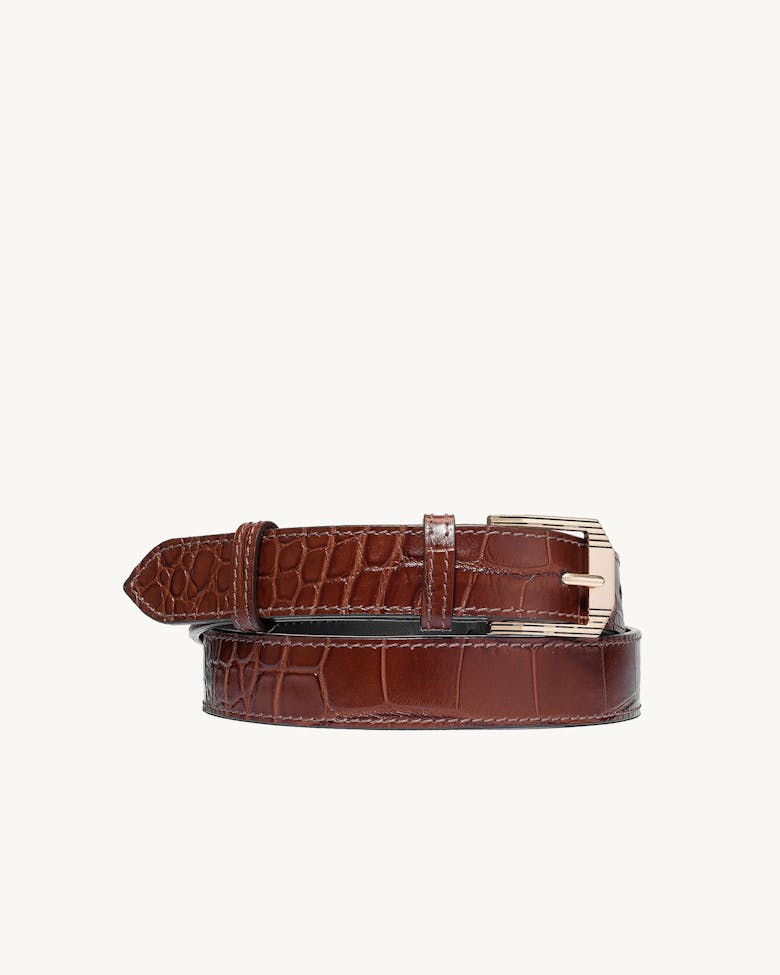 Retro Belt “glossy caramel crocodile” 