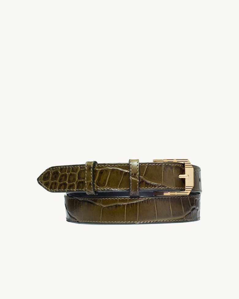 Retro Belt “olive crocodile” 
