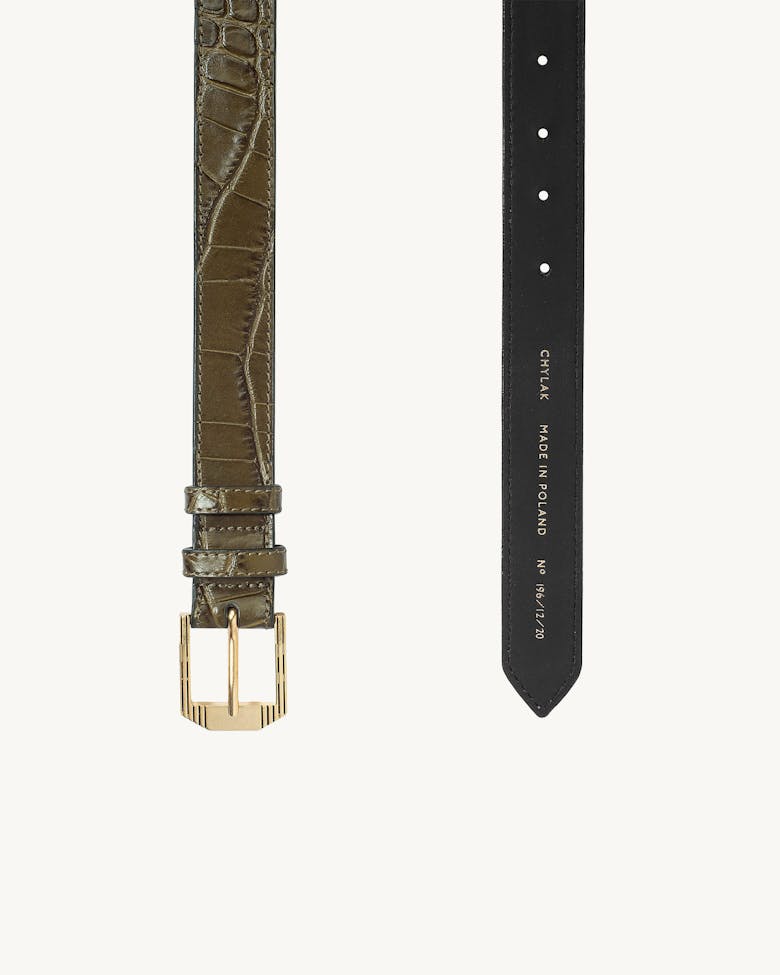 Retro Belt “olive crocodile” 