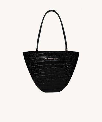 Rounded Tote Bag “glossy black crocodile”