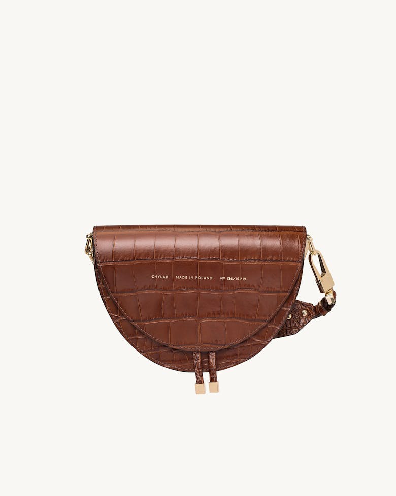Saddle Bag “glossy caramel crocodile”