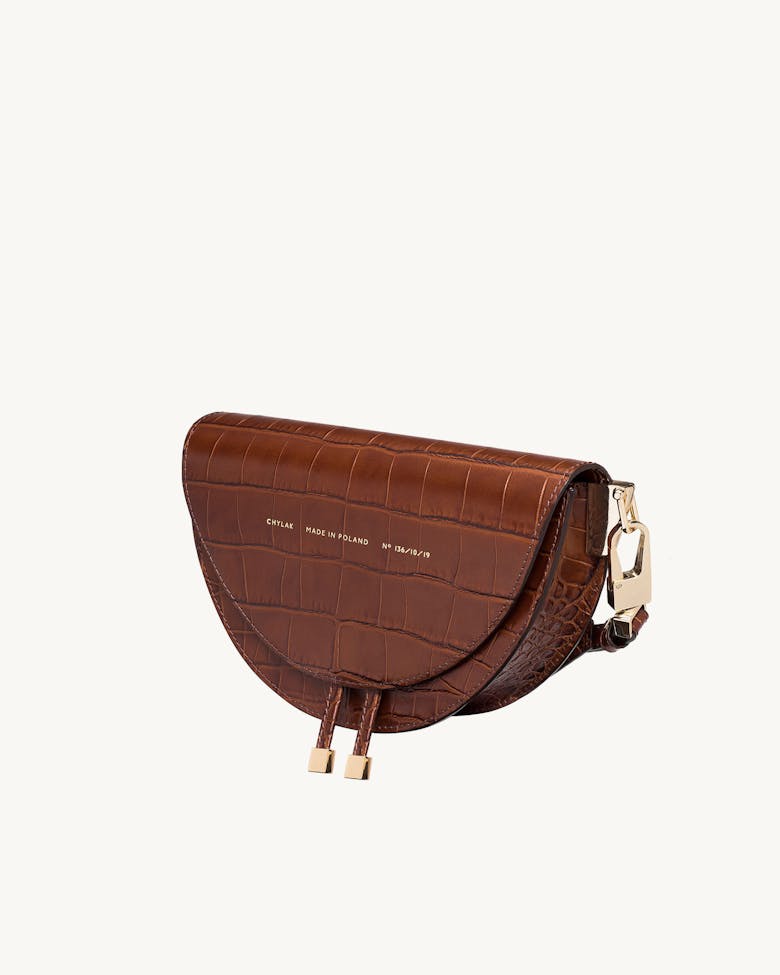Saddle Bag “glossy caramel crocodile”