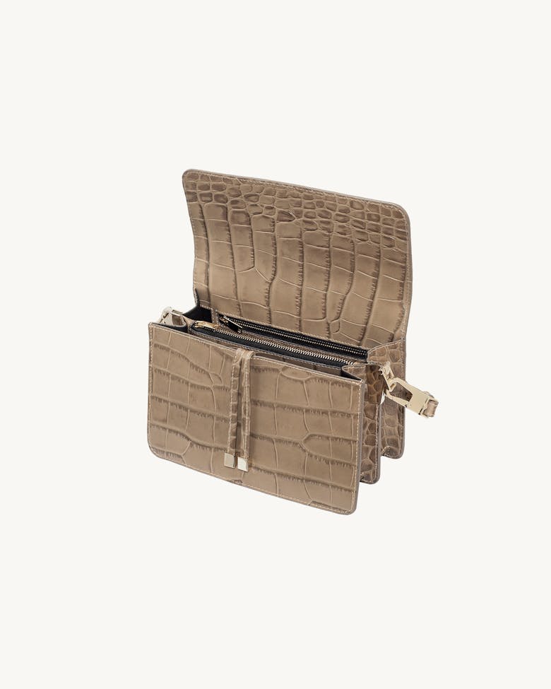 Shoulder Bag “beige crocodile”
