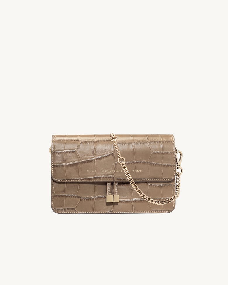 Shoulder Bag “beige crocodile”