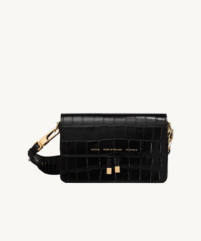 Shoulder Bag “glossy black crocodile”