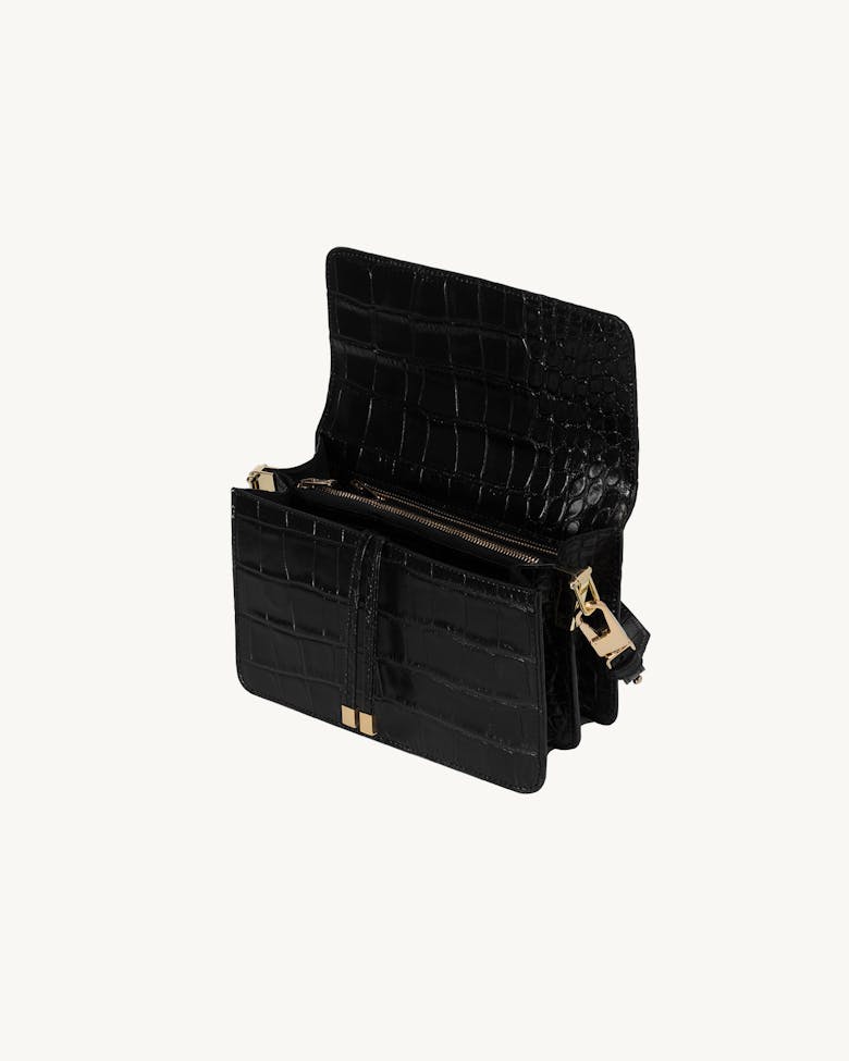 Shoulder Bag “glossy black crocodile” 