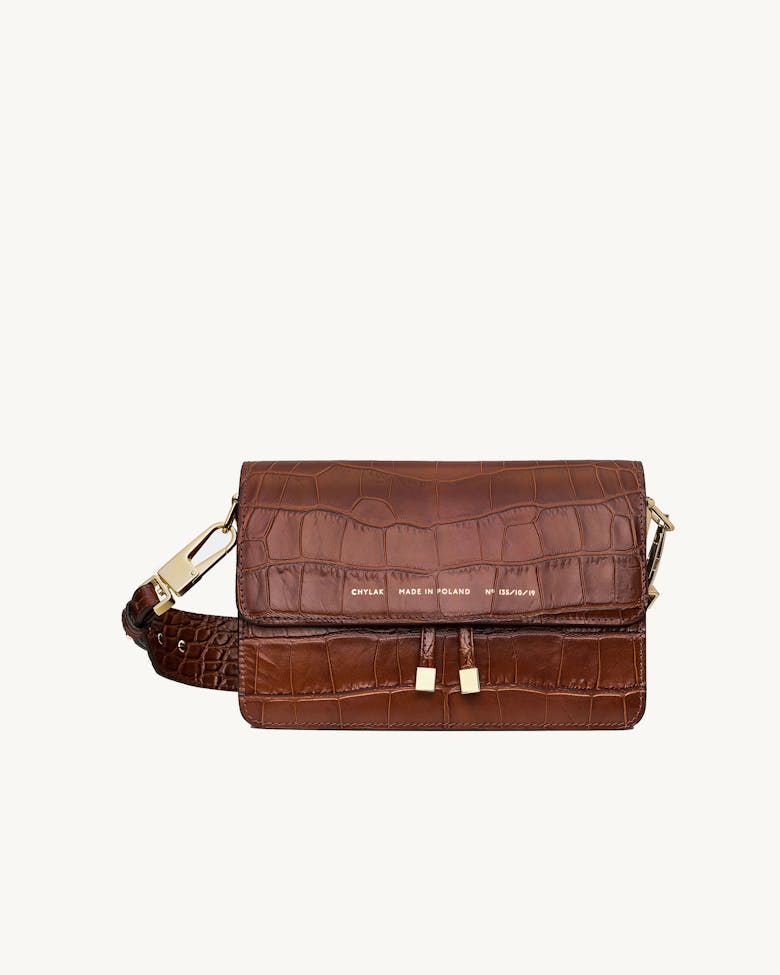 Shoulder Bag “glossy caramel crocodile”
