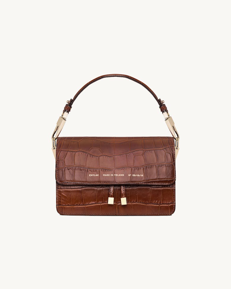 Shoulder Bag “glossy caramel crocodile”