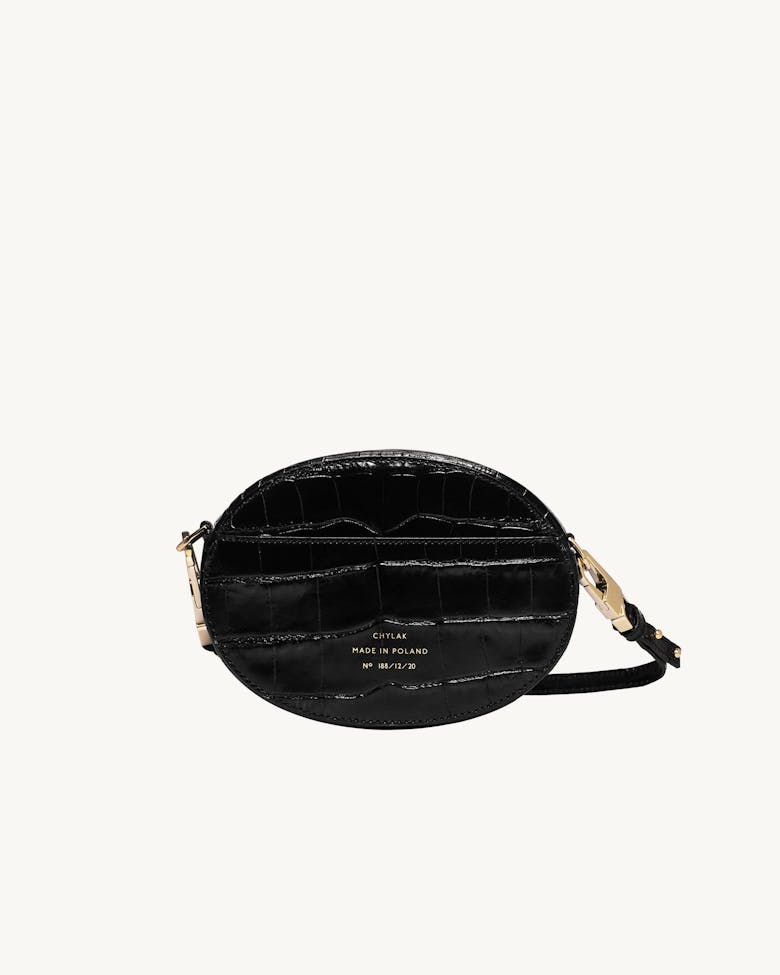 Ellipse Shoulder Bag “glossy black crocodile”