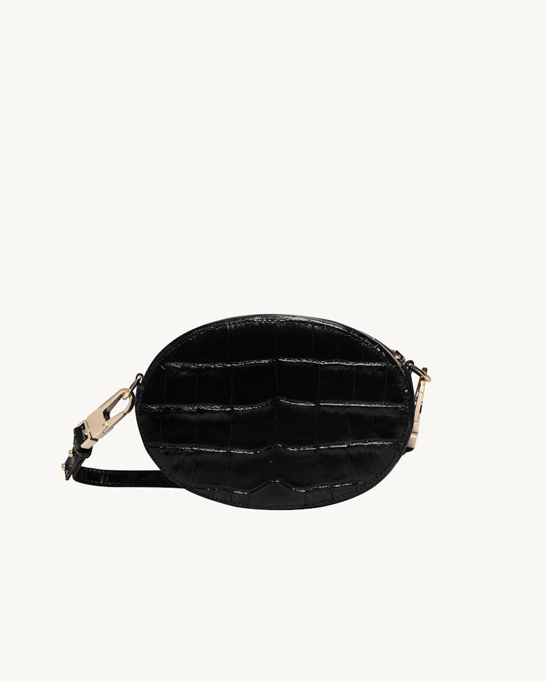 Ellipse Shoulder Bag “glossy black crocodile”