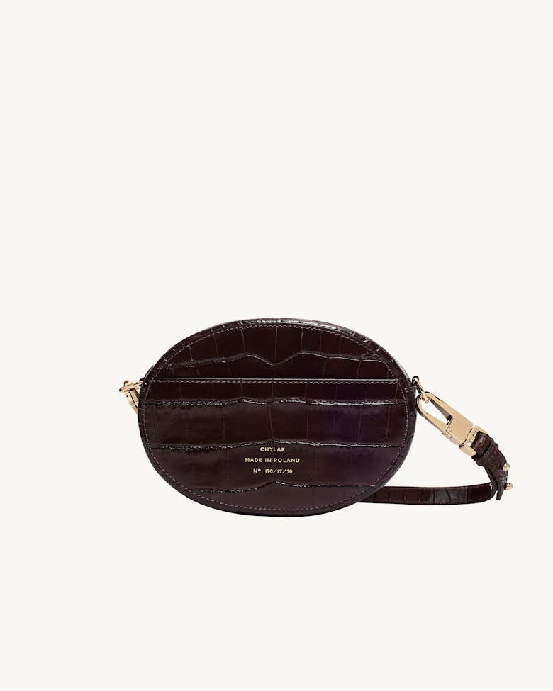 Ellipse Shoulder Bag “glossy brown crocodile”