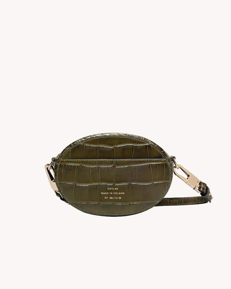 Ellipse Shoulder Bag “olive crocodile“