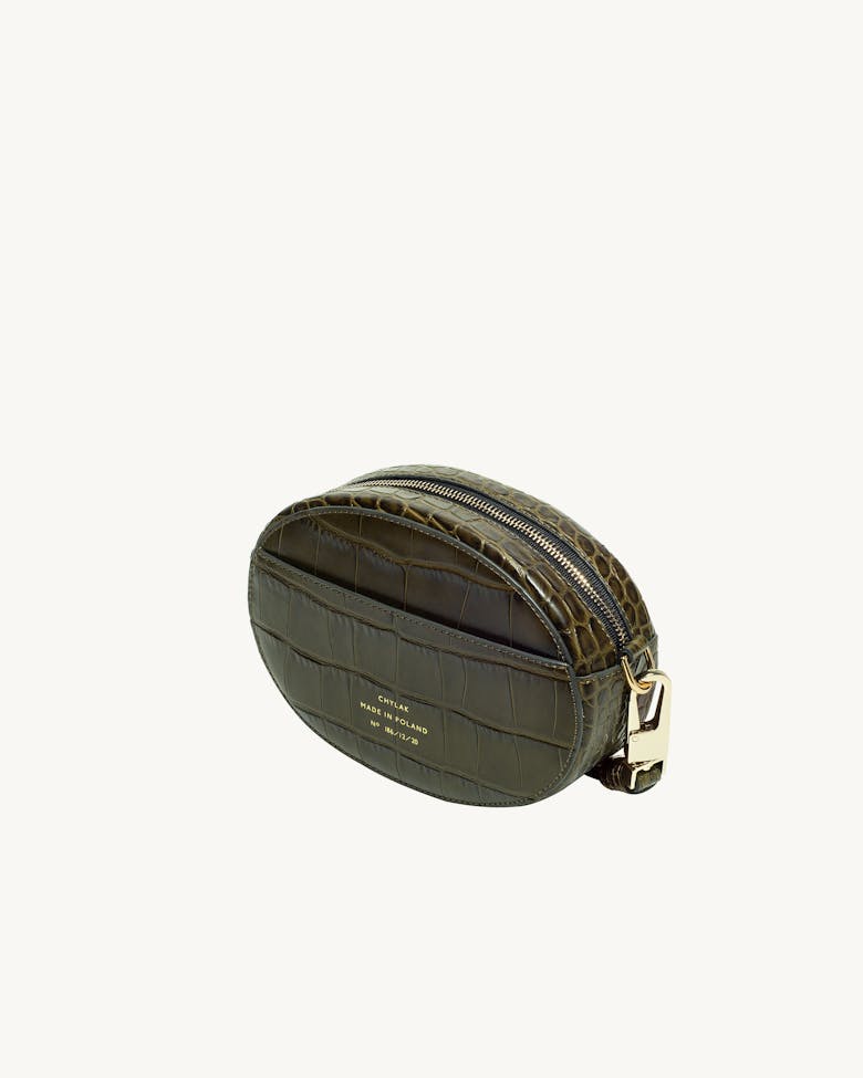 Ellipse Shoulder Bag “olive crocodile“