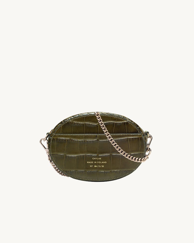 Ellipse Shoulder Bag “olive crocodile”