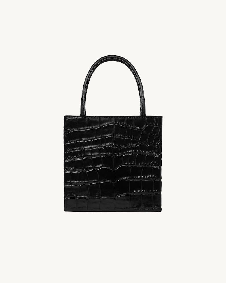 Square Bag “glossy black crocodile”