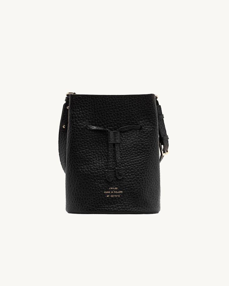 Structured Bucket Bag “black pebbled leather”