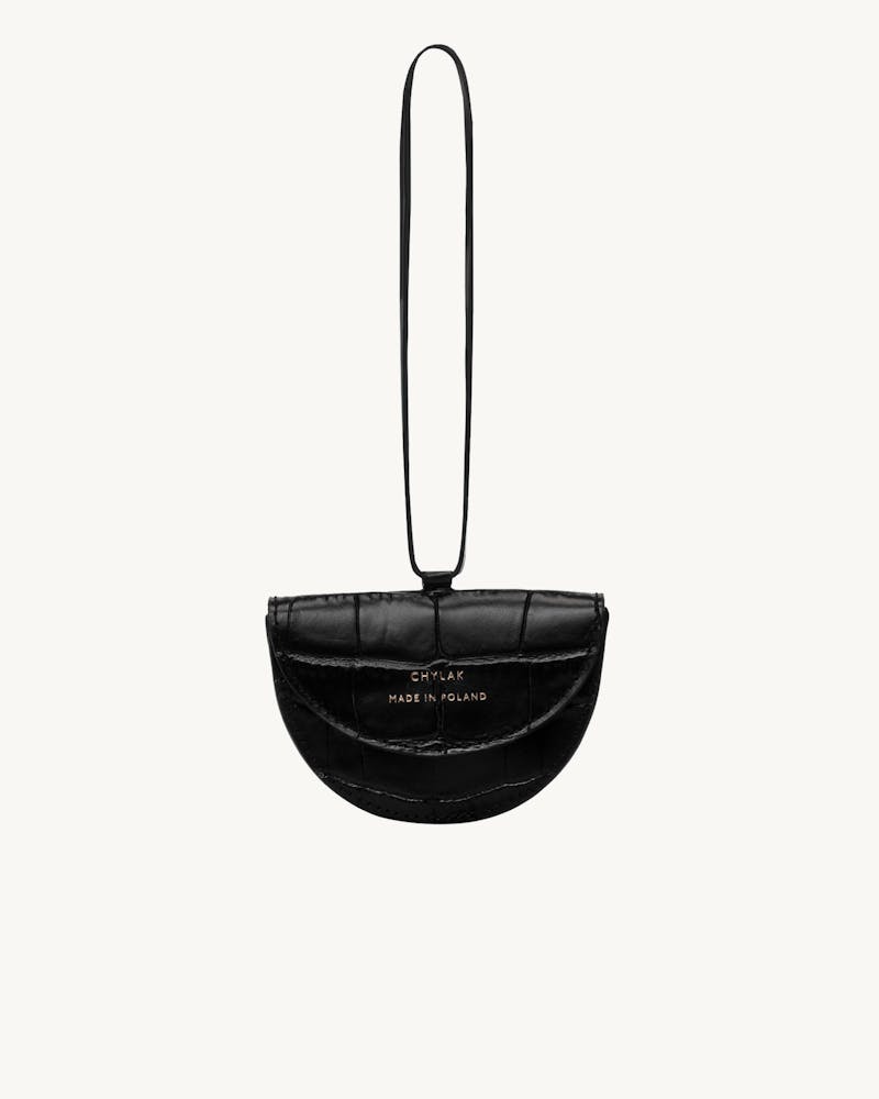 Tiny Saddle Bag “glossy black crocodile” Chylak