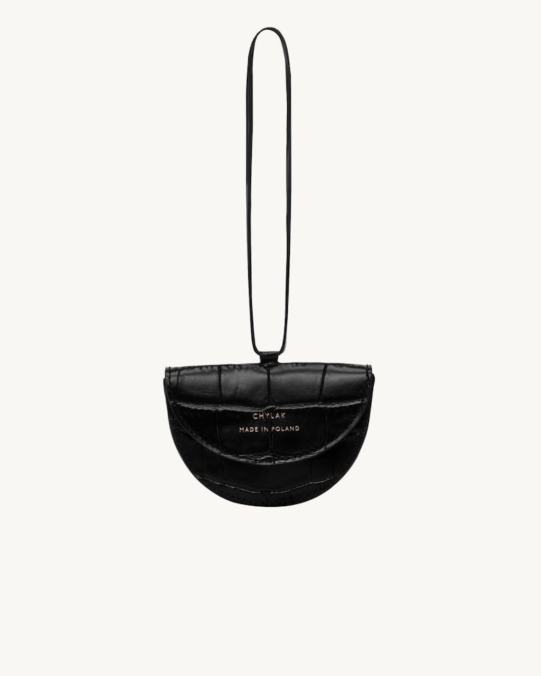 Rounded Tote Bag “glossy black crocodile”